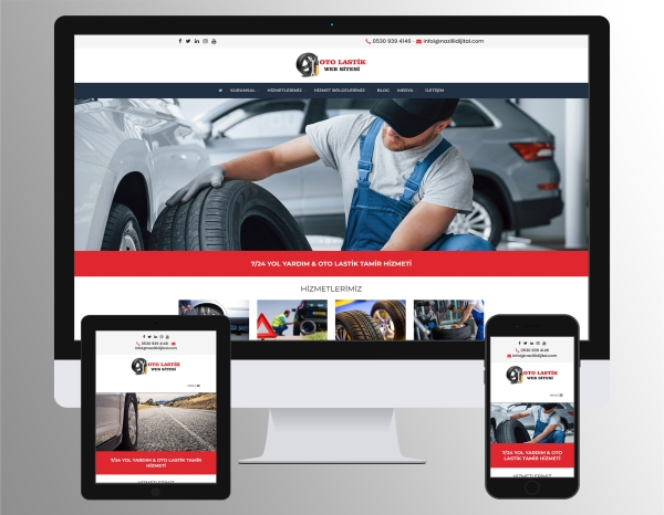 7/24 Oto Lastik Tamir & Yol Yardım Web Sitesi Scripti