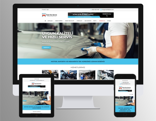 Özel Oto Servis Web Sitesi Scripti V1 (Randevu Talep Sistemli)